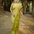 Parrat green color handloom raw silk fabric ethnic partywear saree