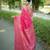 Pink color handloom raw silk fabric ethnic designer partywear saree