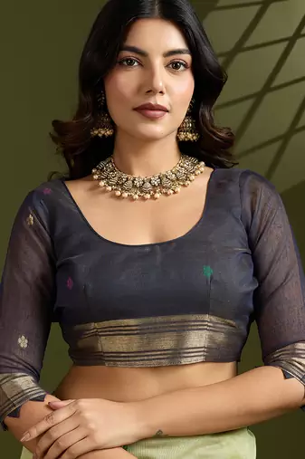 green paithani weaving muga cotton ethnic partywear saree