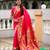 gajri color paithani silk blend  woven meenakari jacquard designer heavy wedding special saree