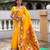 yellow color paithani silk blend  woven meenakari jacquard designer heavy wedding special saree
