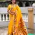 yellow color paithani silk blend woven meenakari jacquard heavy wedding special saree