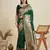 green color wevon jari rich pallu border kanjivaram silk blend saree