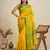 Yellow color khadi raw silk wevon pallu border ethnic festive wear saree