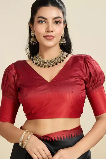 Black khadi raw silk blend wevon pallu border ethnic festive wear saree