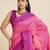 Pink color khadi raw silk wevon pallu border designer ethnic festive wear saree