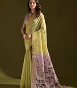 Green muga cotton ethnic partywear saree
