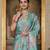 Sea green color graceful chinon fabric smart girlie printed ready to wear saree