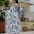 White color graceful chinon fabric smart girlie printed ready to wear saree