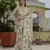 Grey color graceful chinon fabric smart girlie printed ready to wear saree