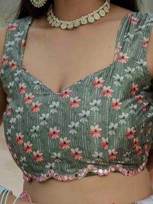 Green graceful chinon smart girlie printed ready to wear saree 6