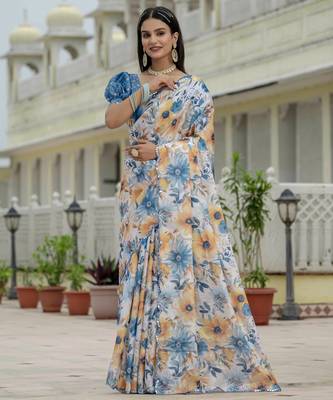 Multy graceful chinon smart girlie printed ready to wear saree 1