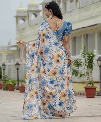 Multy graceful chinon smart girlie printed ready to wear saree 3