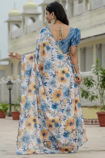 Multy graceful chinon smart girlie printed ready to wear saree