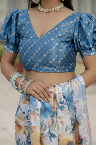 Multy graceful chinon smart girlie printed ready to wear saree