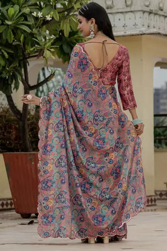 Multy stylish ready to wear chinon partywear saree