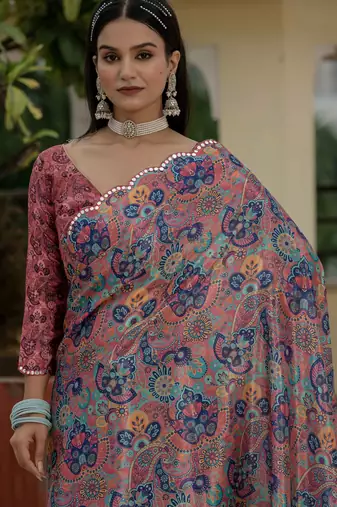 Multy stylish ready to wear chinon partywear saree