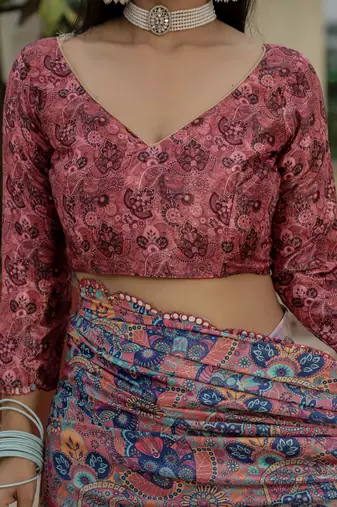 Multy stylish ready to wear chinon partywear saree