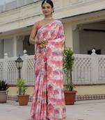 Multy color stylish ready to wear chinon fabric partywear saree