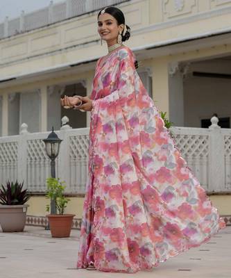 Multy stylish ready to wear chinon partywear saree 5