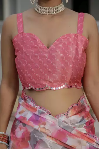 Multy stylish ready to wear chinon partywear saree