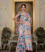 Multy color stylish ready to wear chinon fabric partywear saree