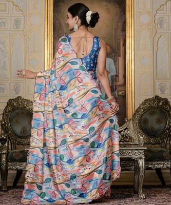 Multy stylish ready to wear chinon partywear saree 3