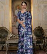 Lavender color stylish ready to wear chinon fabric partywear saree