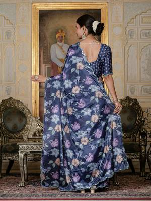 Lavender stylish ready to wear chinon partywear saree 3