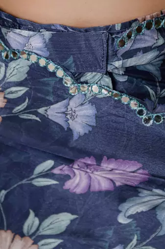 Lavender stylish ready to wear chinon partywear saree