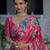 Pink color stylish ready to wear chinon fabric partywear saree