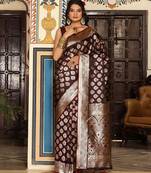 wine silk blend blend woven ethnic partywear saree