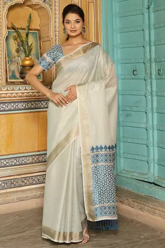 sky blue color fabric woven designer beautiful fancy saree