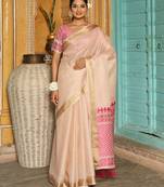 pink embroidered woven fancy saree