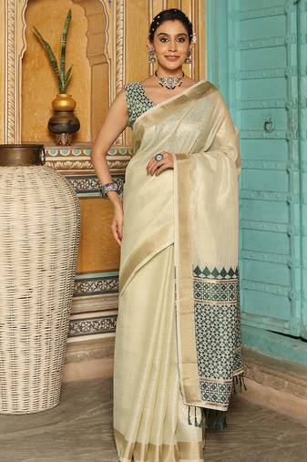 green color fabric woven designer beautiful fancy saree