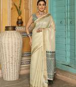 green embroidered woven fancy saree
