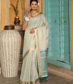 rama green embroidered woven fancy saree