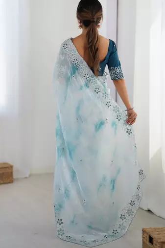 Sky blue stylish girlie saree