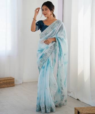 Sky blue stylish girlie saree 6
