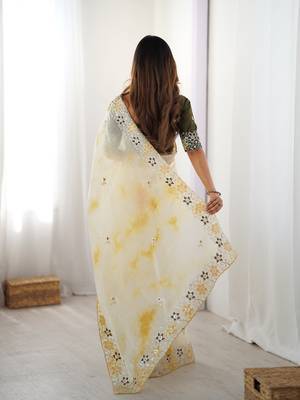 Yellow stylish girlie saree 3