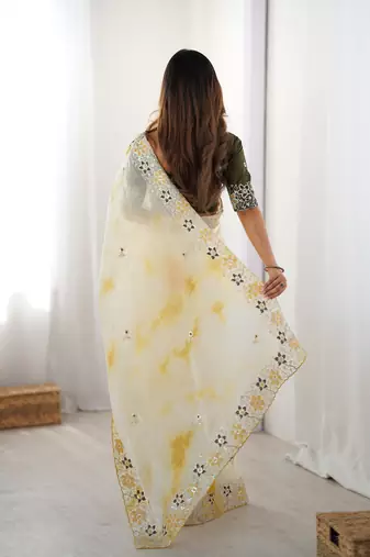 Yellow stylish girlie saree