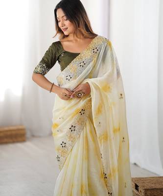 Yellow stylish girlie saree 4