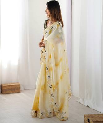 Yellow stylish girlie saree 5