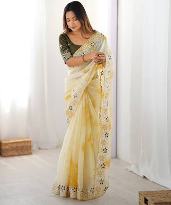 Yellow stylish girlie saree 6