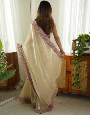 Beige jimmy choo stylish girlie saree 3