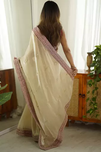 Beige jimmy choo stylish girlie saree
