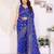 Royal blue color georgette fabric designer foil printed ceremonial saree