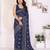 Blue color georgette fabric designer foil printed ceremonial saree