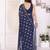 Blue color georgette fabric designer foil printed ceremonial saree