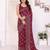 Maroon color georgette fabric designer foil printed ceremonial saree